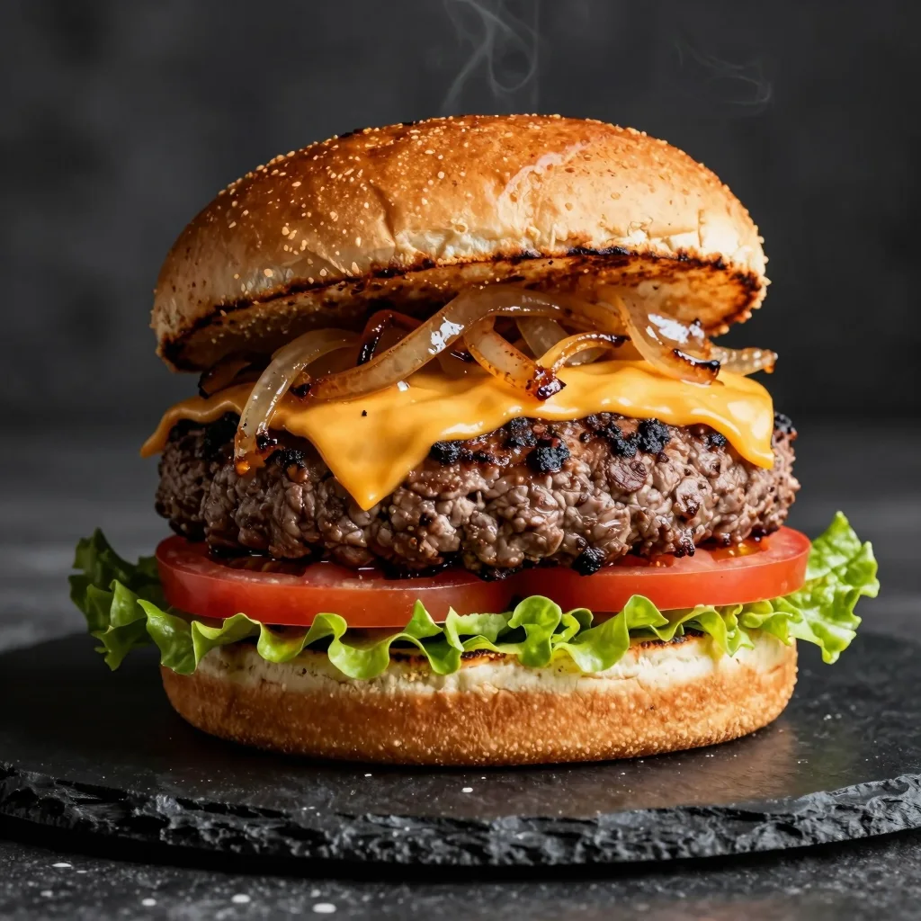 Z-Image product photography example: Prompt 11 - Gourmet Burger