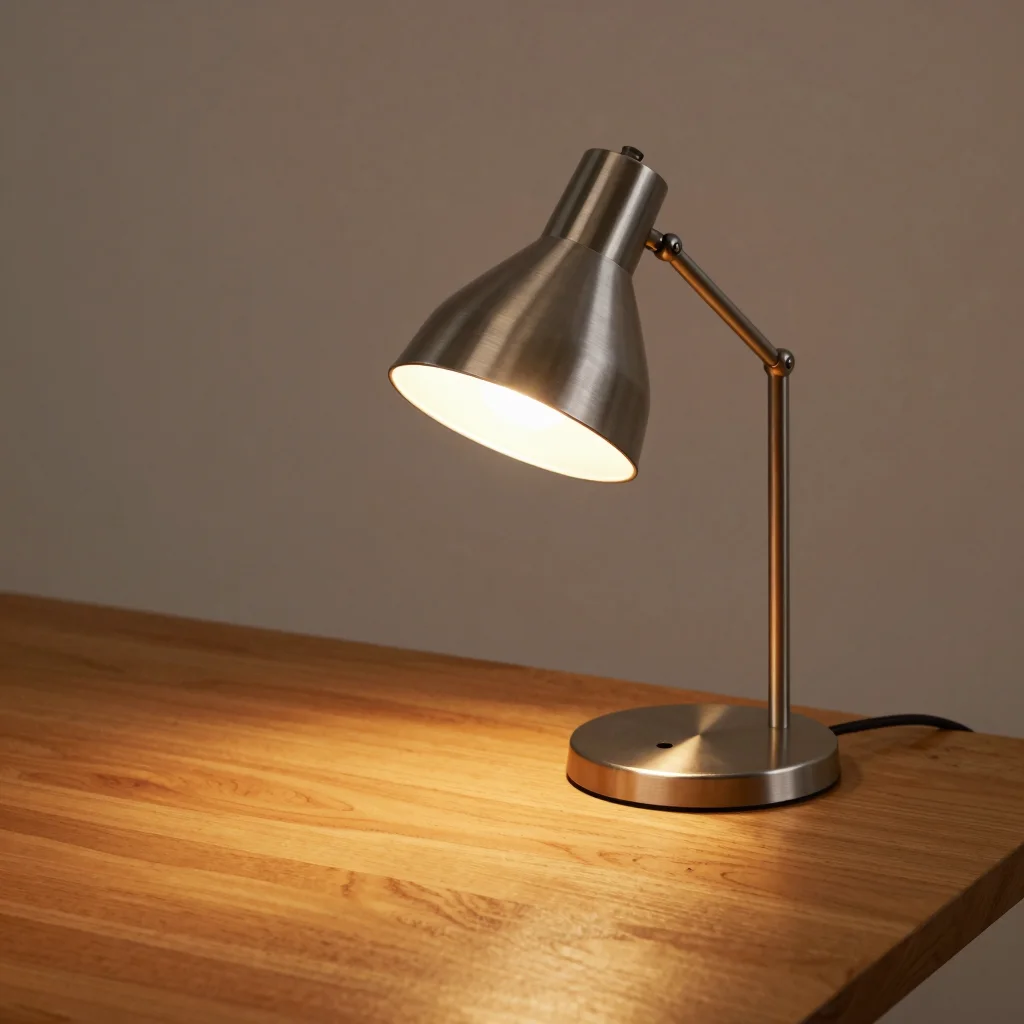 Z-Image product photography example: Prompt 24 - Minimalist Desk Lamp